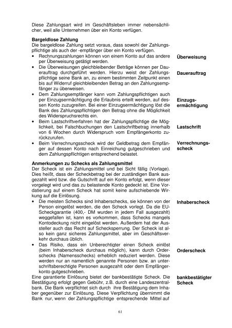 Zahlungsverkehr, Finanzplanung und Kreditarten