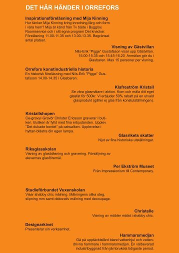 Detaljerat program för Orrefors-Nybro-Målerås (pdf, nytt fönster)