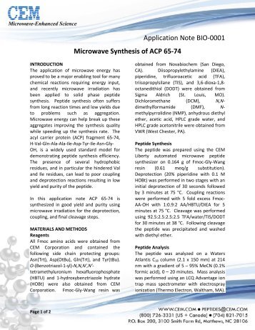 Application Note BIO-0001 Microwave Synthesis of ACP 65-74