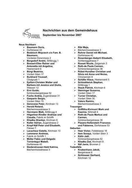 Dorfblatt 66 - Gemeinde Hirzel