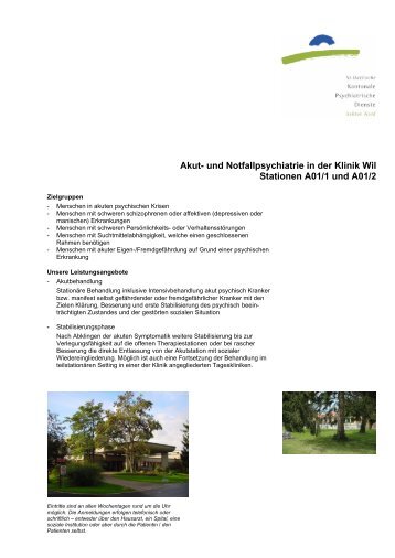 Akut- und Notfallpsychiatrie in der Klinik Wil Stationen A01/1 und ...
