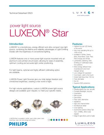 Luxeon Star Technical Datasheet