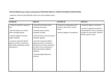 IZ HRVATSKOG JEZIKA ZA 1. RAZRED HOTELIJERSKO ...
