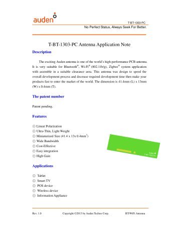 T-BT-1303-PC Antenna Application Note