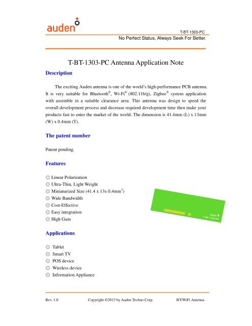 T Bt 1303 Pc Antenna Application Note