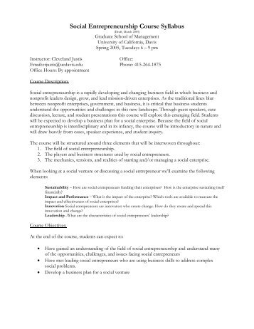 Social Entrepreneurship Course Syllabus - Students