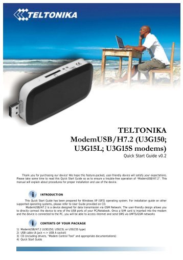 TELTONIKA ModemUSB/H7.2 (U3G150; U3G15L; U3G15S modems)