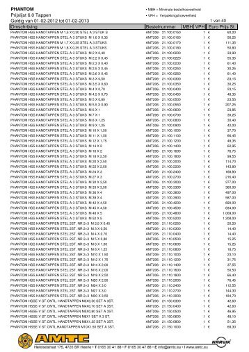 PHANTOM Prijslijst 6.0 Tappen Geldig van 01-02-2012 tot ... - A.M.T.C.