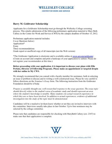 Barry M. Goldwater Scholarship - Wellesley College