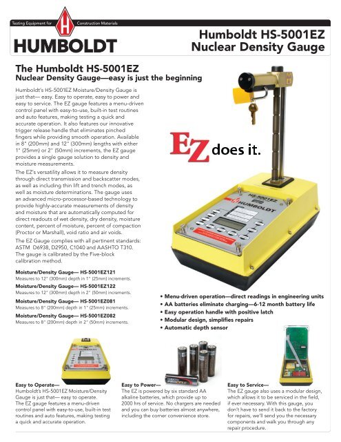 HS-5001EZ Datasheet - 1319K - Humboldt Scientific