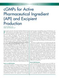 cGMPs for Active Pharmaceutical Ingredient (API ... - Keller Heckman