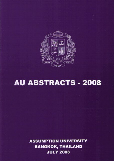 AU Abstracts 2008 - AU Journal - Assumption University of Thailand