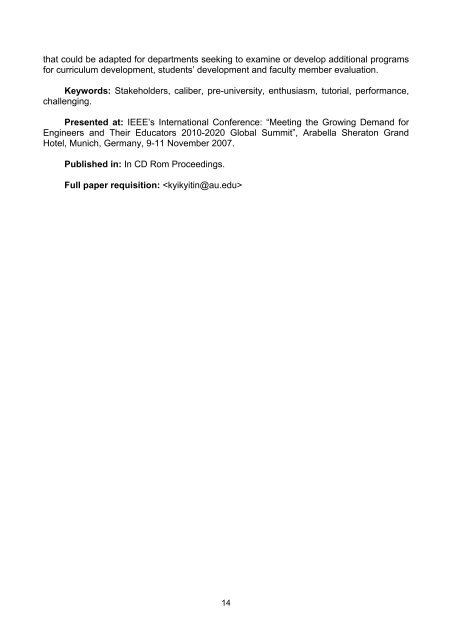 AU Abstracts 2008 - AU Journal - Assumption University of Thailand