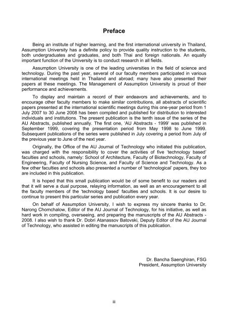 AU Abstracts 2008 - AU Journal - Assumption University of Thailand