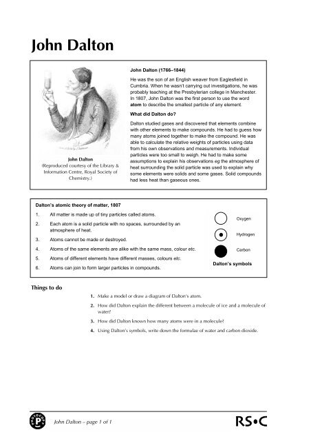 P John Dalton Royal Society Of Chemistry