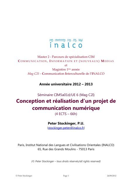 conception et rÃ©alisation d'un projet de communication numÃ©rique