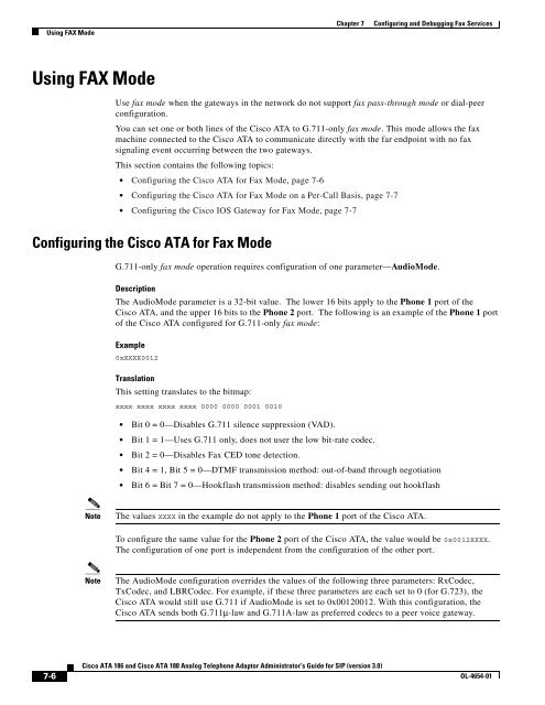 Using FAX Mode Chapter 7