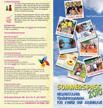 SommerspaSS Â· Ferienprogramm 2010 - Kommunale Jugendarbeit ...