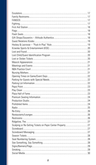 Fan Guide - Pepsi Center