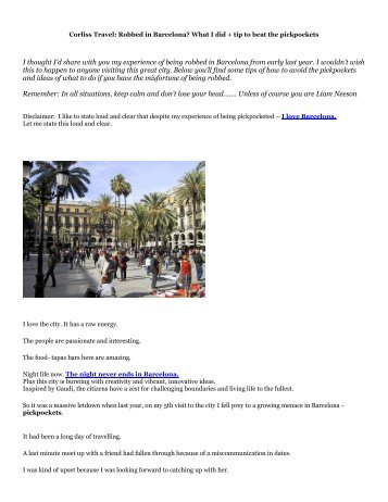 Corliss Travel: Robbed in Barcelona? What I did + tip to beat the pickpockets