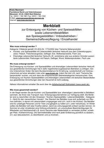 Merkblatt zur Entsorgung von Küchen- und ... - Kreis Stormarn