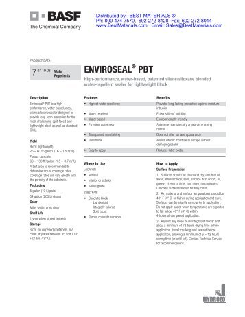 Enviroseal PBT, Split Face Concrete Waterproofer, from Best Materials