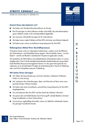 Produktblatt IT-Betreuung - Streitz Consult GmbH