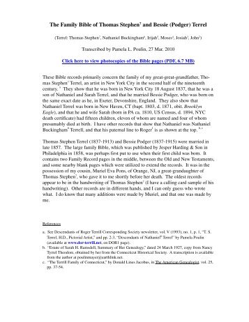 Thomas Stephen Terrel family Bible pages - Dor-Terrill
