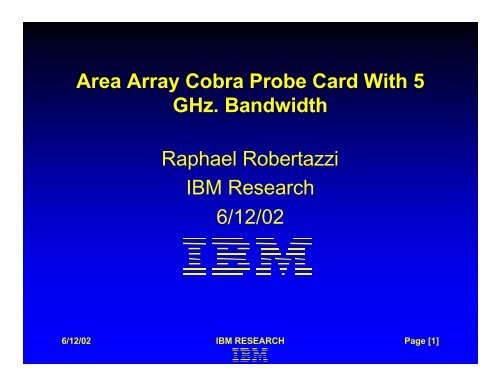 Area Array Cobra Probe Card With 5 GHz. Bandwidth Raphael ...