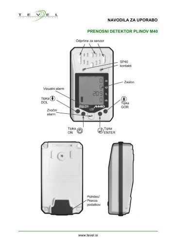 NAVODILA ZA UPORABO PRENOSNI DETEKTOR PLINOV M40
