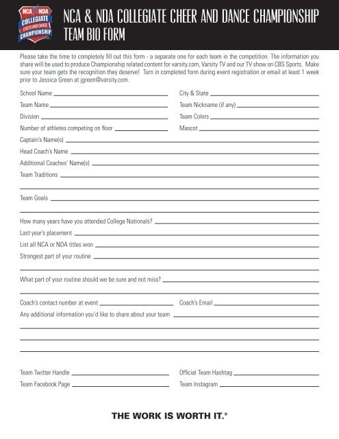 participant release and waiver form - National Cheerleaders ...