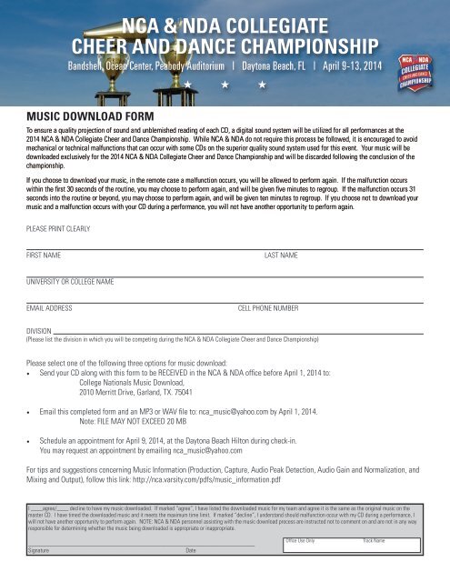 participant release and waiver form - National Cheerleaders ...