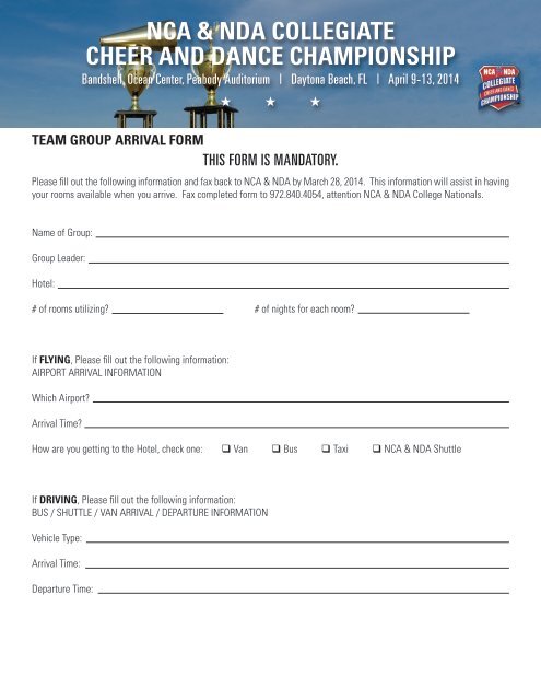 participant release and waiver form - National Cheerleaders ...