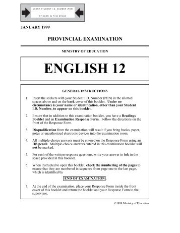 english 12 readings booklet - QuestionBank.CA