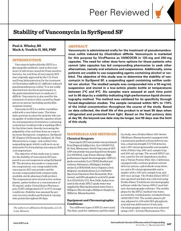Stability of Vancomycin in SyrSpend SF - Fagron