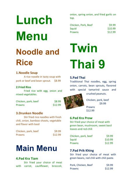 Lunch Menu Twin Thai 9 - DineOut