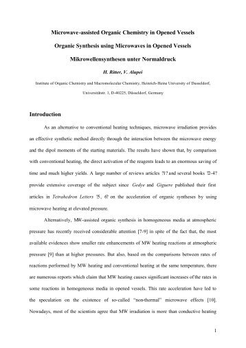 Microwave-assisted Organic Chemistry in Opened Vessels ... - Cem