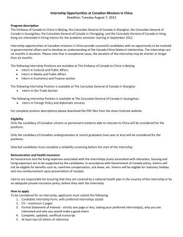 Call for Applications - University of Toronto