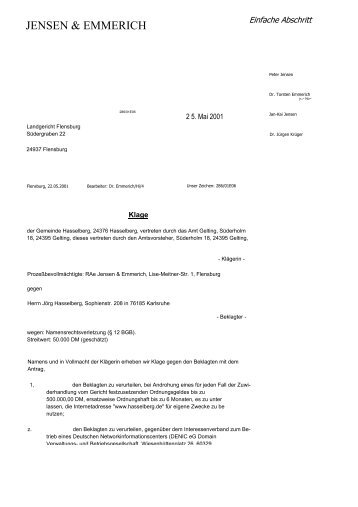 Klageschrift im PDF-Format - Hasselberg