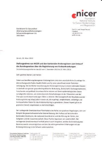 Stellungnahme zum Entwurf Bundesgesetz - Krebsregister der ...