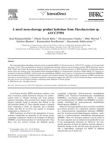 A novel meta-cleavage product hydrolase from Flavo - ResearchGate