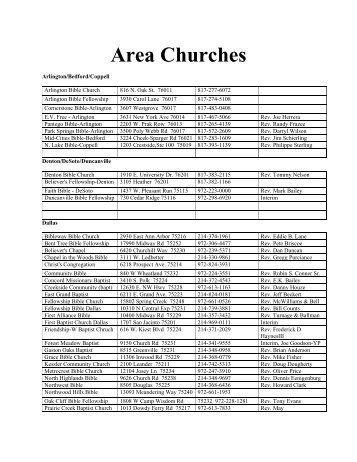 Area Churches - Dallas Theological Seminary