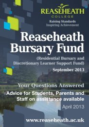 Download the Reaseheath Bursary Fund guide - Reaseheath College