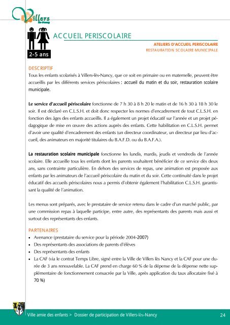 Dossier de participation au projet Ville Amie des Enfants