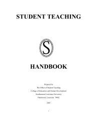 A Guide To Student Teaching - Southeastern Louisiana University