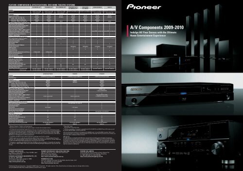 feature comparison & specifications: dvd home ... - Pioneer UAE