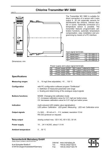 Chlorine Transmitter MV 3060 - Sensortechnik Meinsberg