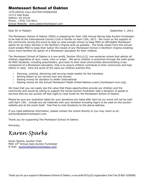 Cover Letter with Donation, Advertising & Sponsorship Form