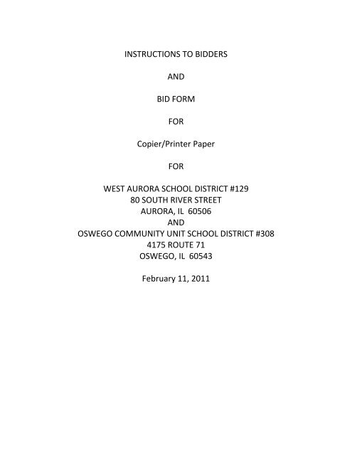 INSTRUCTIONS TO BIDDERS AND BID FORM FOR Copier/Printer ...