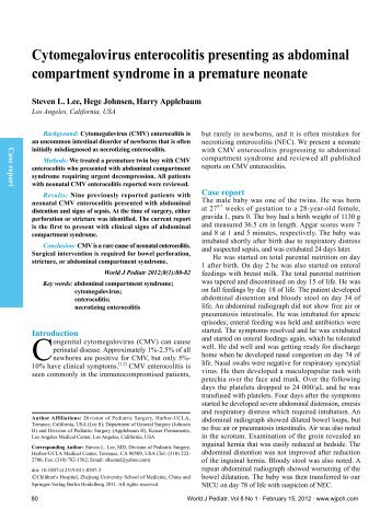Cytomegalovirus enterocolitis presenting as abdominal ... - Springer